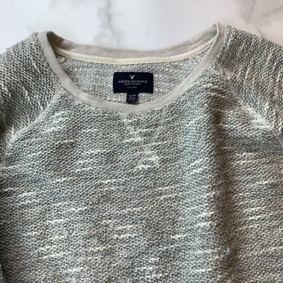 American Eagle Gray White Sweater Gold Shimmer - Picture 3 of 4